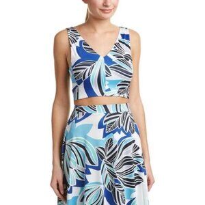 NWT Yumi Kim KnockOut Crop Top Blue‎ V-Neck Retro Size Medium Minimal Mod New M